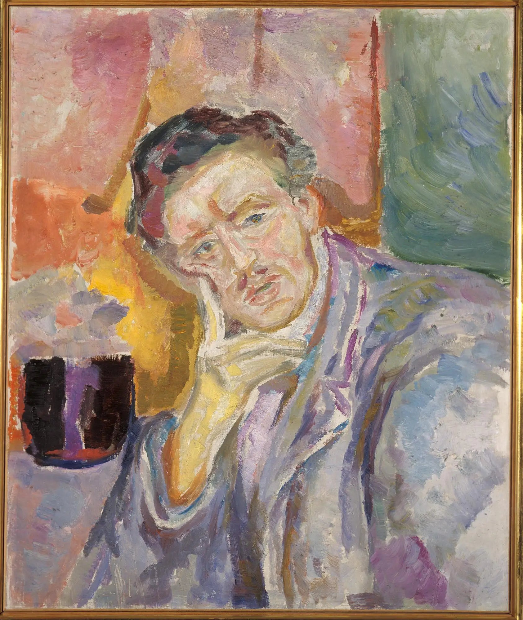 Reproduction du tableau « Autoportrait aux mains sous les joues - Edvard Munch » par Alpha Reproduction en peinture à l’huile