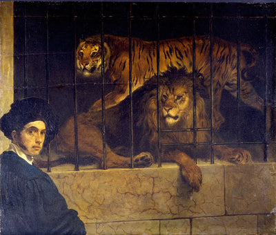 Autoportrait avec un tigre et un lion - Francesco Hayez - Alpha Reproduction
