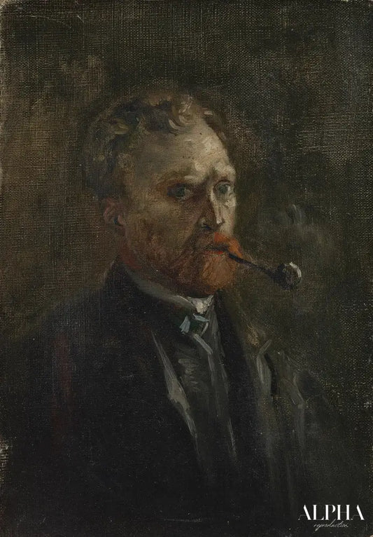 Autoportrait avec une pipe - Van Gogh - Reproductions de tableaux et peintures haut de gamme