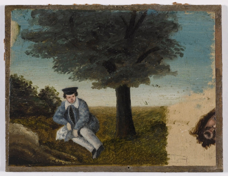 Autoportrait de Gustave Courbet à l'âge de quatre ans ; fragment de tête barbue - Gustave Courbet