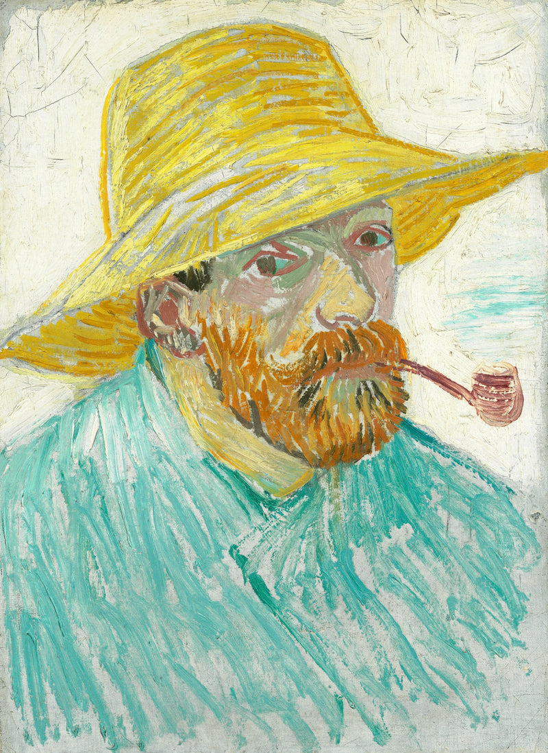 Autoportrait à la pipe et au chapeau de paille, F524 – Van Gogh