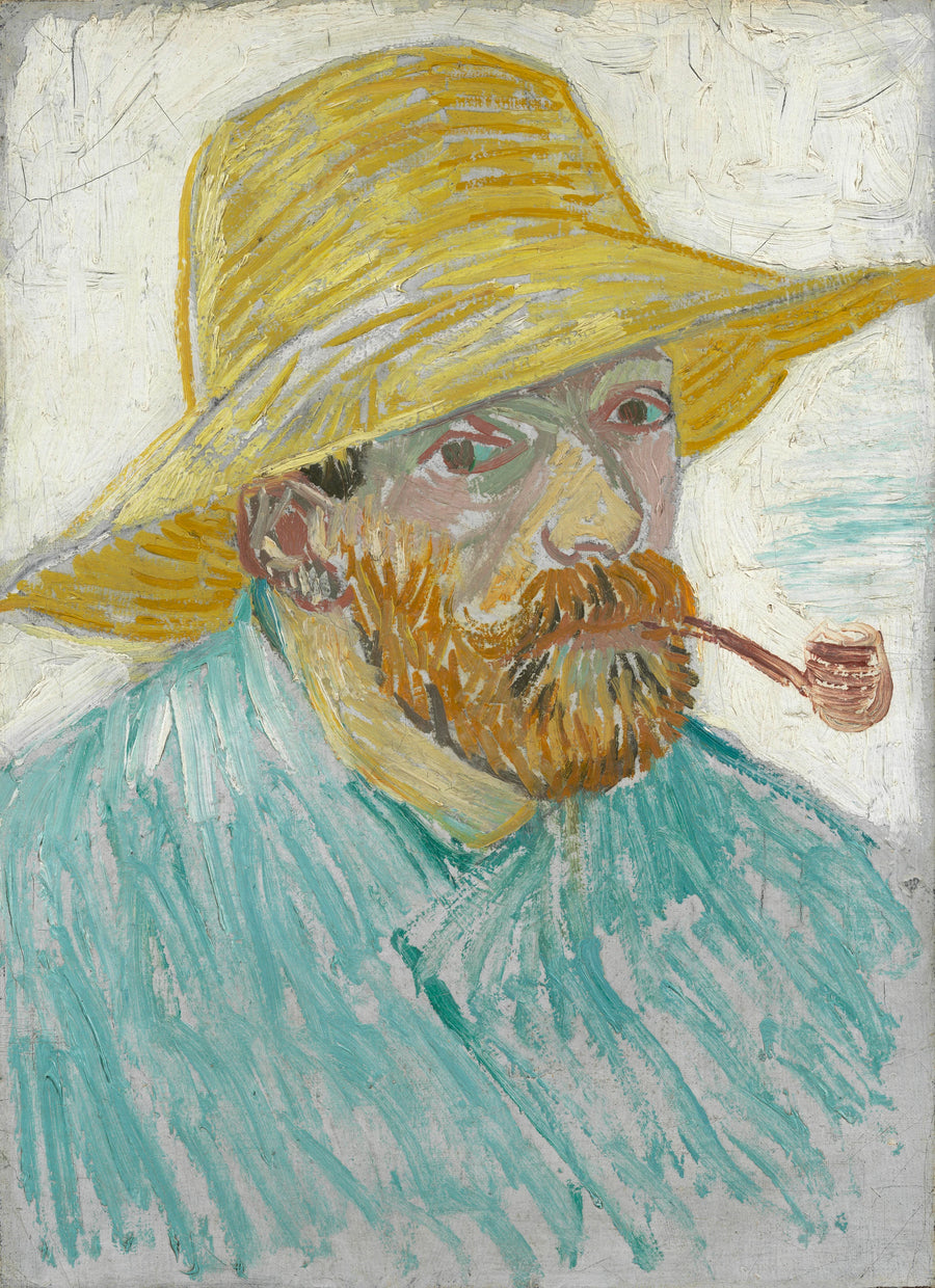 Autoportrait à la pipe et au chapeau de paille, F524 – Van Gogh