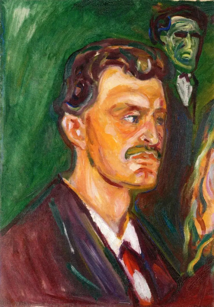 Autoportrait sur un fond vert - Edvard Munch