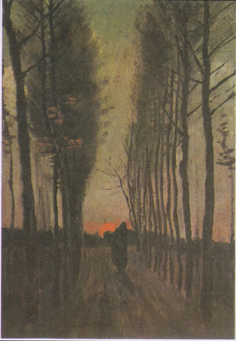 Avenue des peupliers au coucher du soleil - Vincent van Gogh