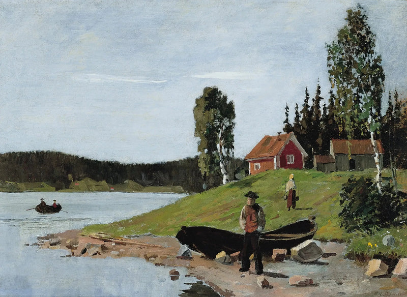 Baie avec navire et maison - Edvard Munch