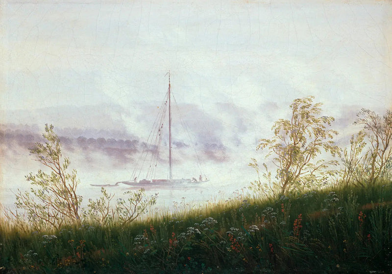 Barque dans le brouillard matinal - Caspar David Friedrich