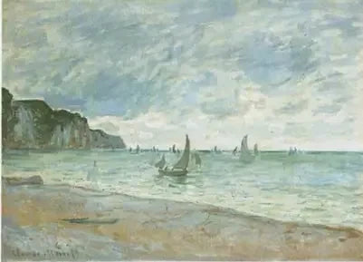 Barques de pêche devant les falaises de Pourville W786 – Monet
