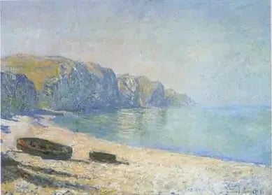 Barques sur la plage de Pourville, marée basse W709 – Monet