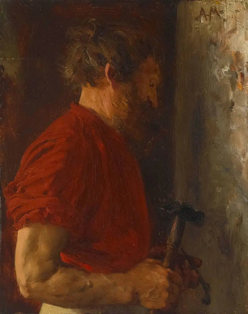 Bärtiger Arbeiter - Adolph von Menzel