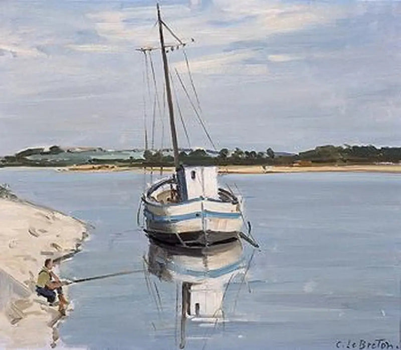 Bateau blanc sur la Loire - Jules Breton