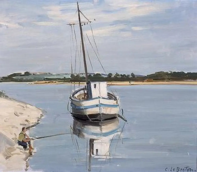 Bateau blanc sur la Loire - Jules Breton