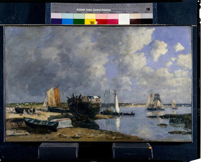 Bateaux au mouillage et à la tête de pont - Eugène Boudin