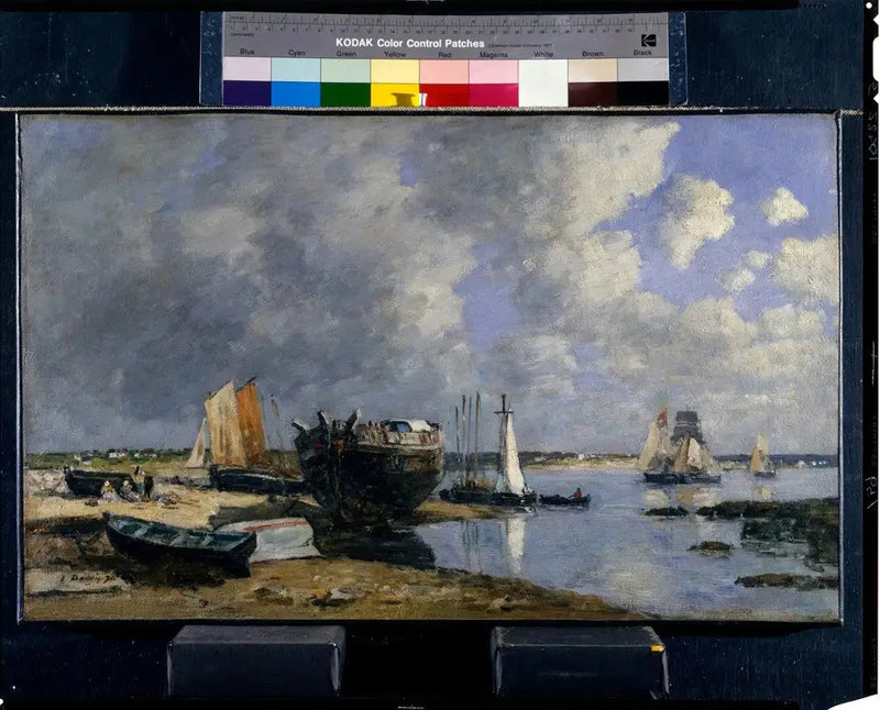 Bateaux au mouillage et à la tête de pont - Eugène Boudin