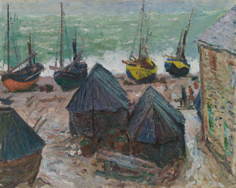 Bateaux sur la plage à Étretat W1024 – Claude Monet