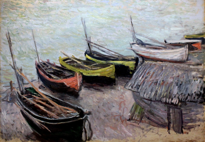 Bateaux sur la plage à Étretat W824 – Claude Monet