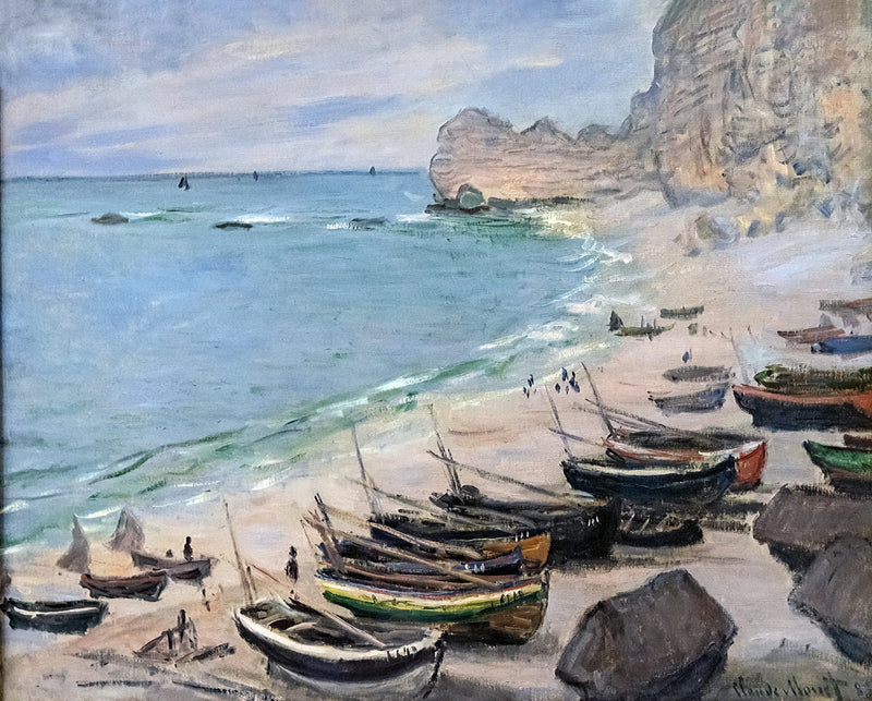 Bateaux sur la plage à Étretat - Claude Monet