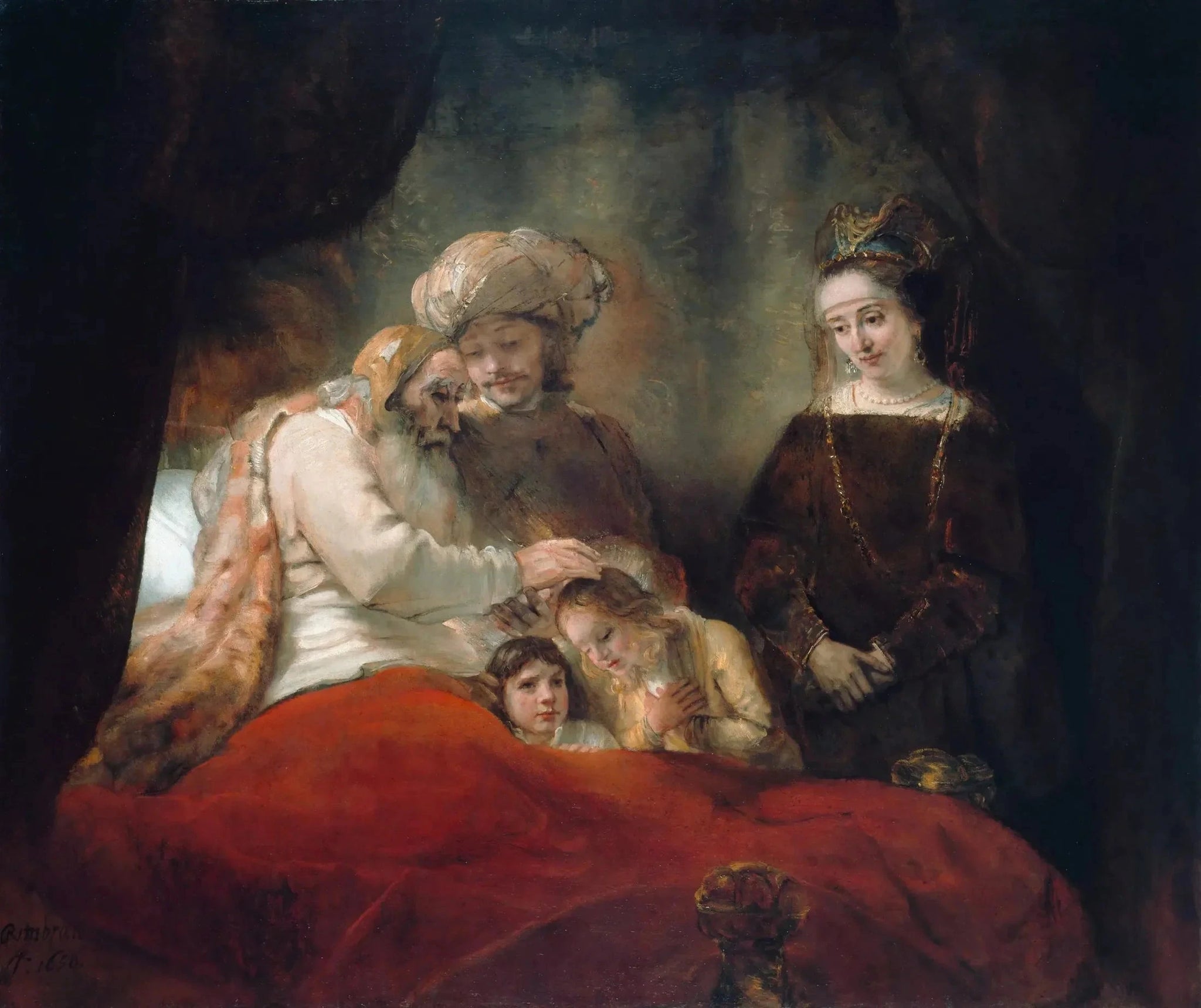 Jacob bénissant Éphraïm et Manassé, 1656 — Rembrandt