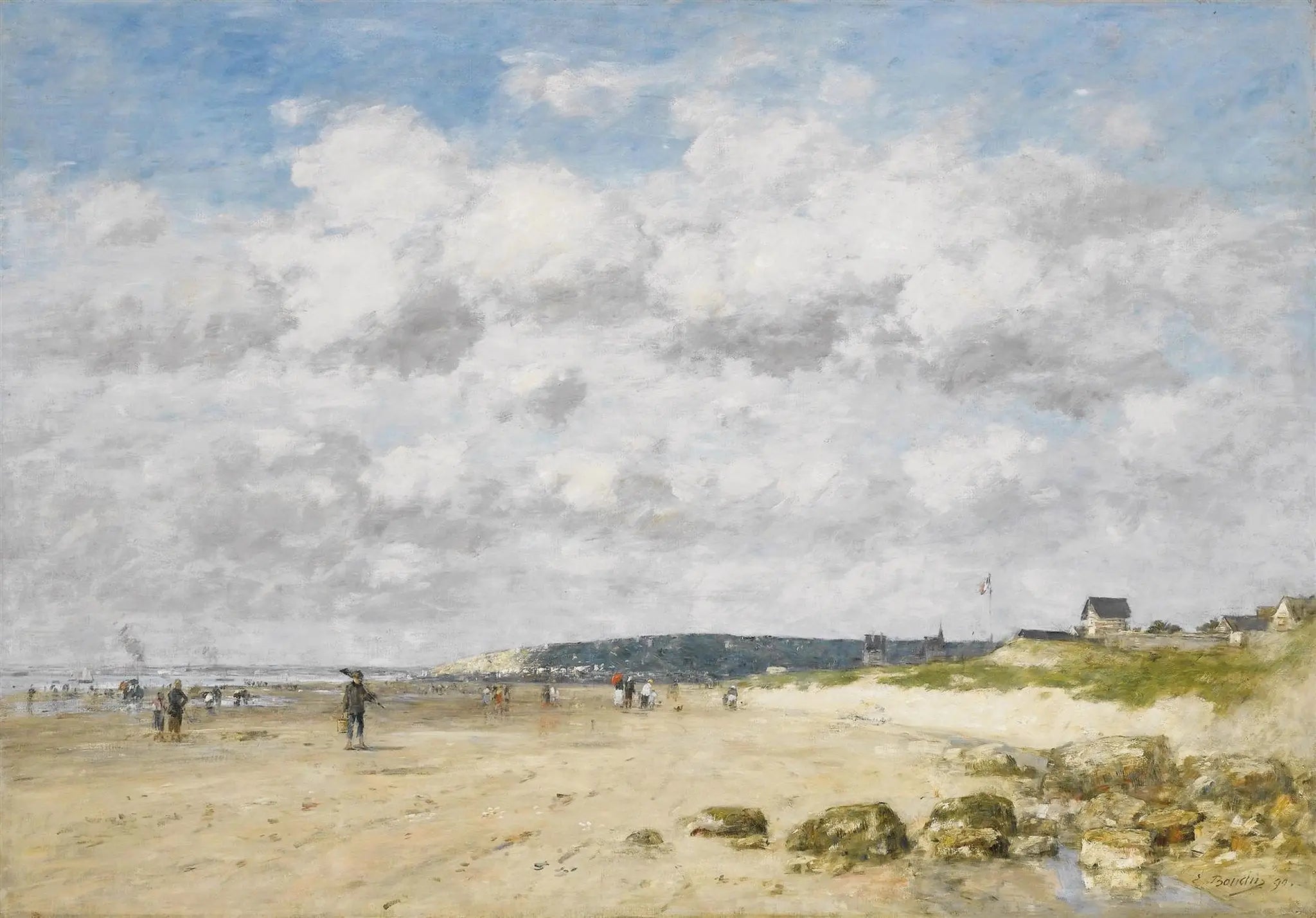 Bénerville, la plage - Eugène Boudin image 1 copie peinte à la main à l’huile