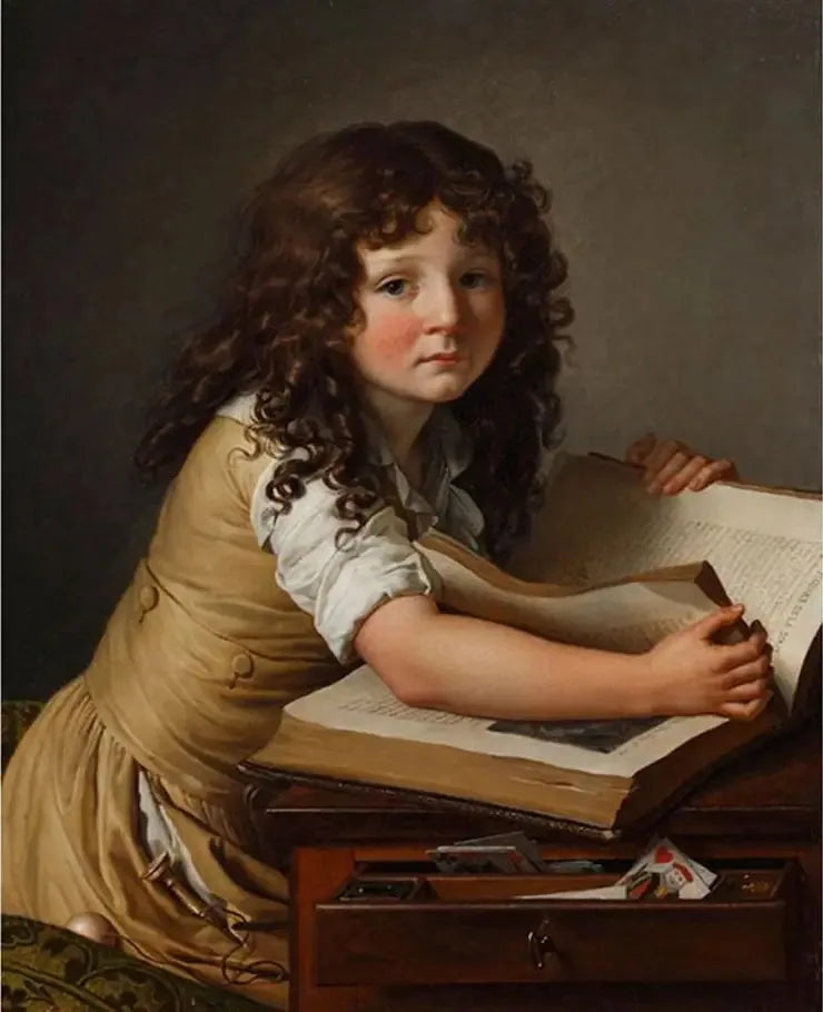 Benoît Agnès Trioson regardant des figures dans un livre - Anne-Louis Girodet