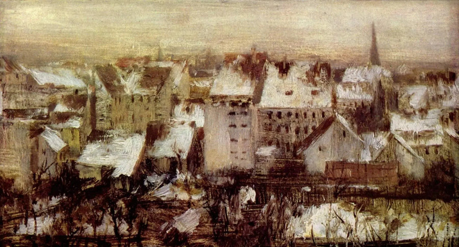 Berliner Hinterhäuser im Schnee - Adolph von Menzel