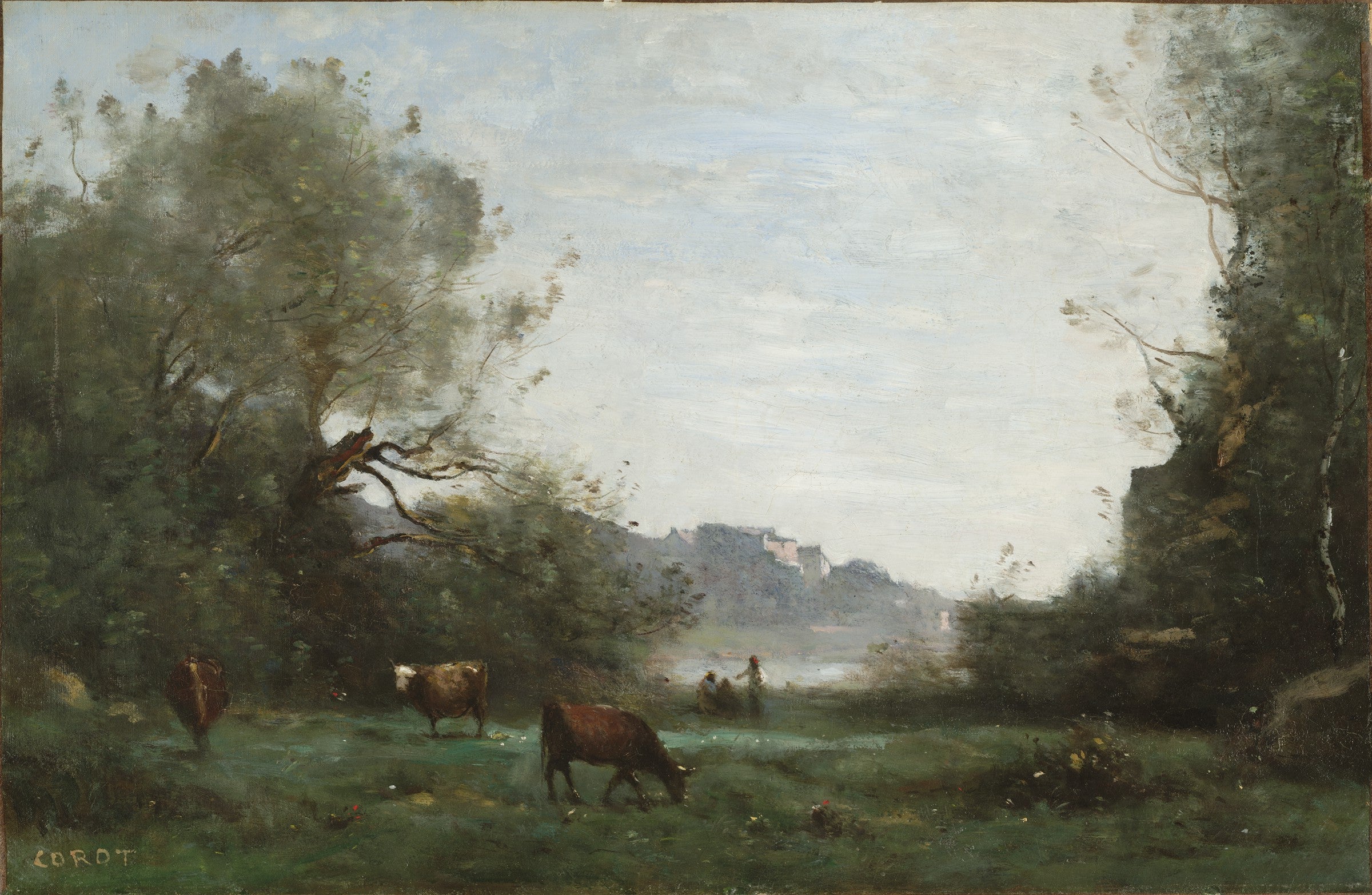 Bétail au pâturage dans une vallée boisée - Jean-Baptiste Camille Corot