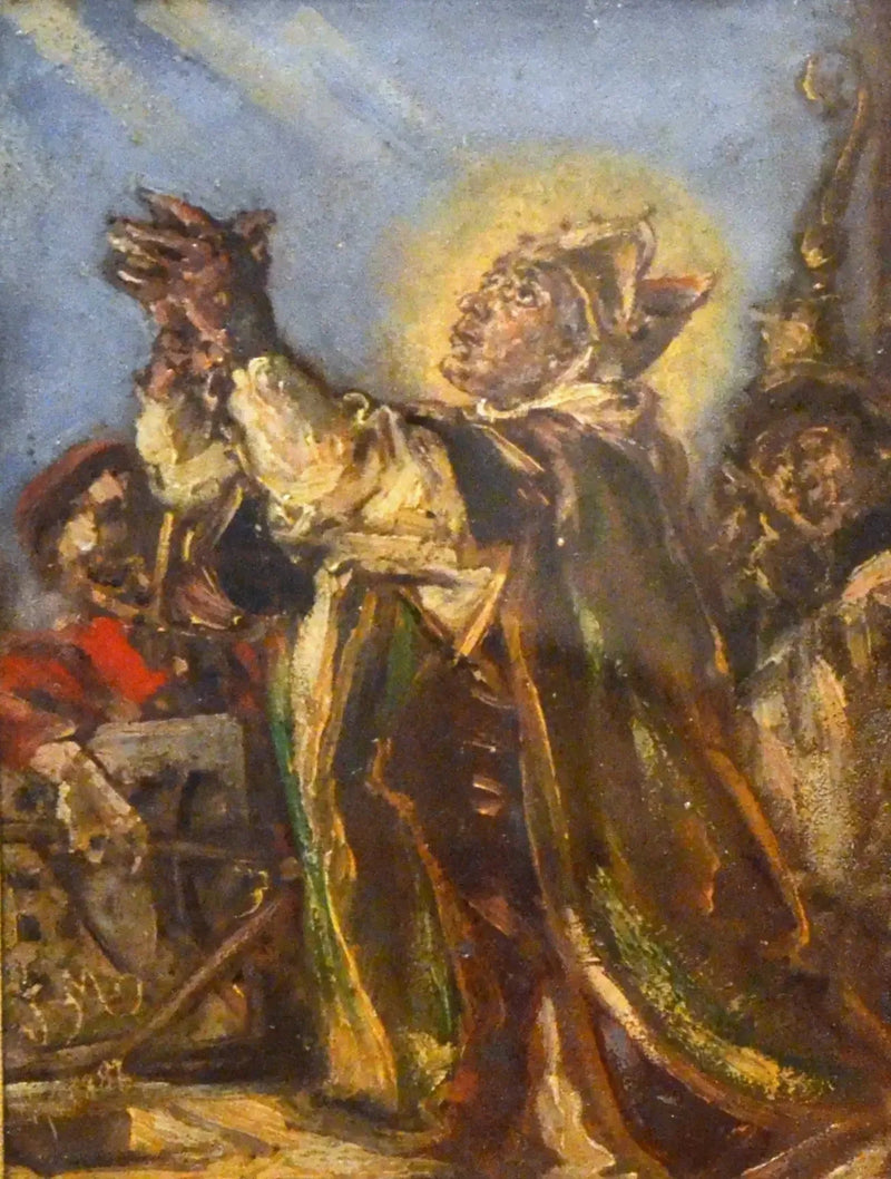 Biskup Iwo Odrowąż poświęcający kamień węgielny pod budowę kościoła w Iwoniczu w roku 1226 - Jan Matejko