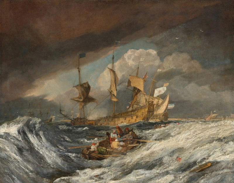 Boats Carrying Out Anchors to the Dutch Men of War - J. M. W. Turner
