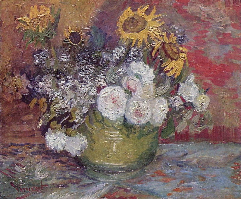 Bol avec tournesols, roses et autres fleurs - Vincent van Gogh