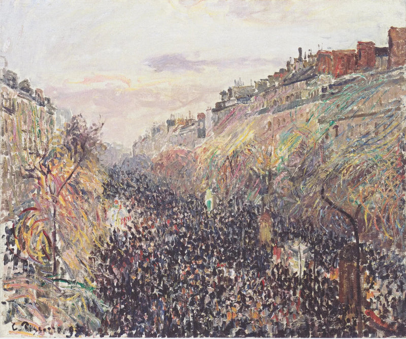 Boulevard Montmartre, Mardi Gras, au coucher du soleil - Camille Pissarro