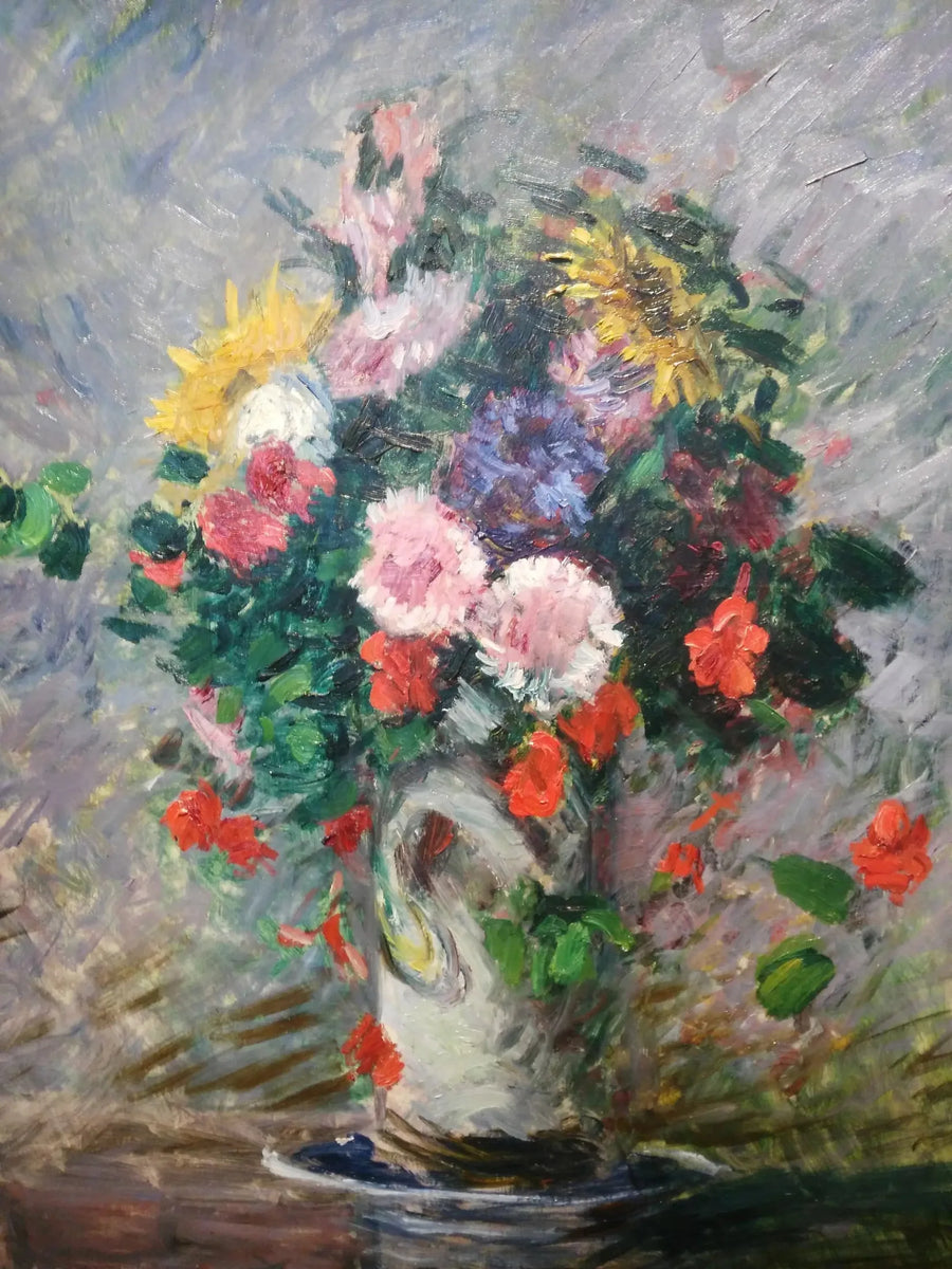 Bouquet de marguerites, capucines et soleils dans un vase - Gustave Caillebotte
