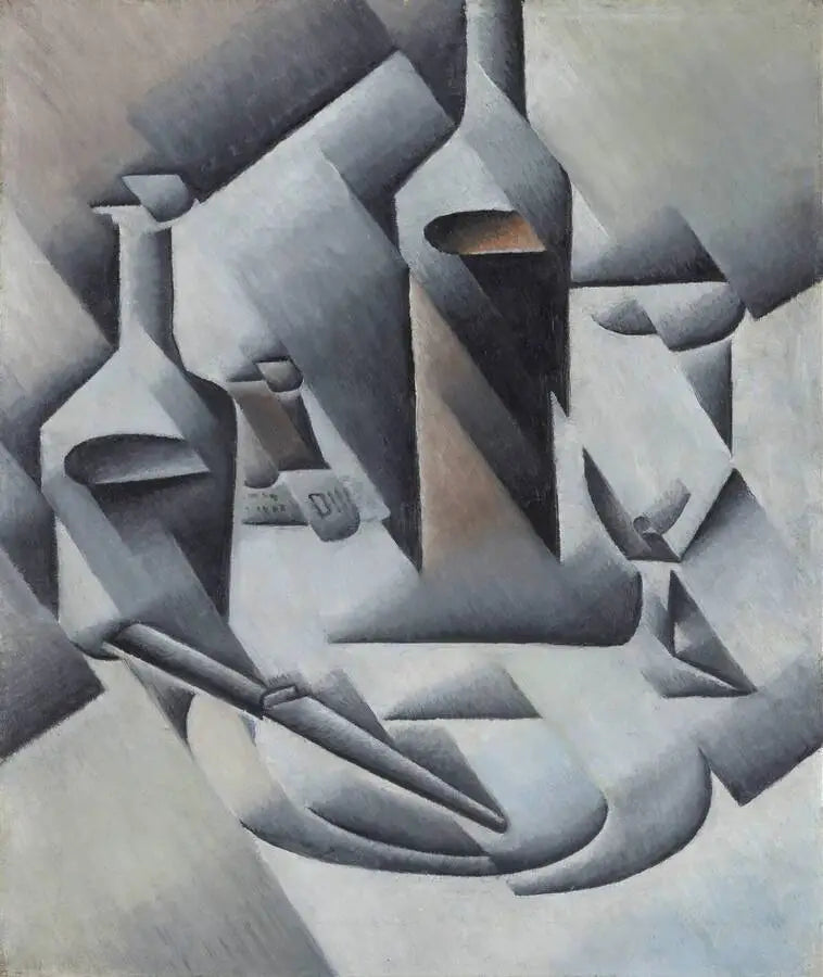 Bouteilles et couteau - Juan Gris
