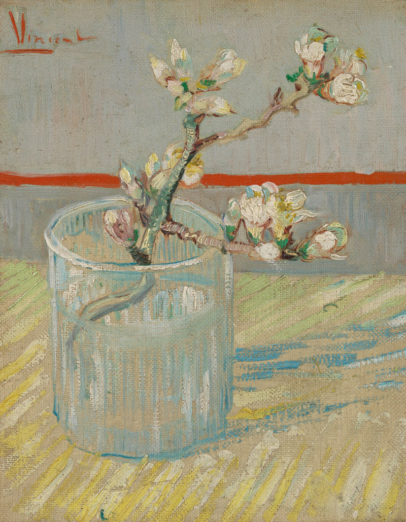 Branche d’amandier en fleur dans un verre, F392 – Van Gogh