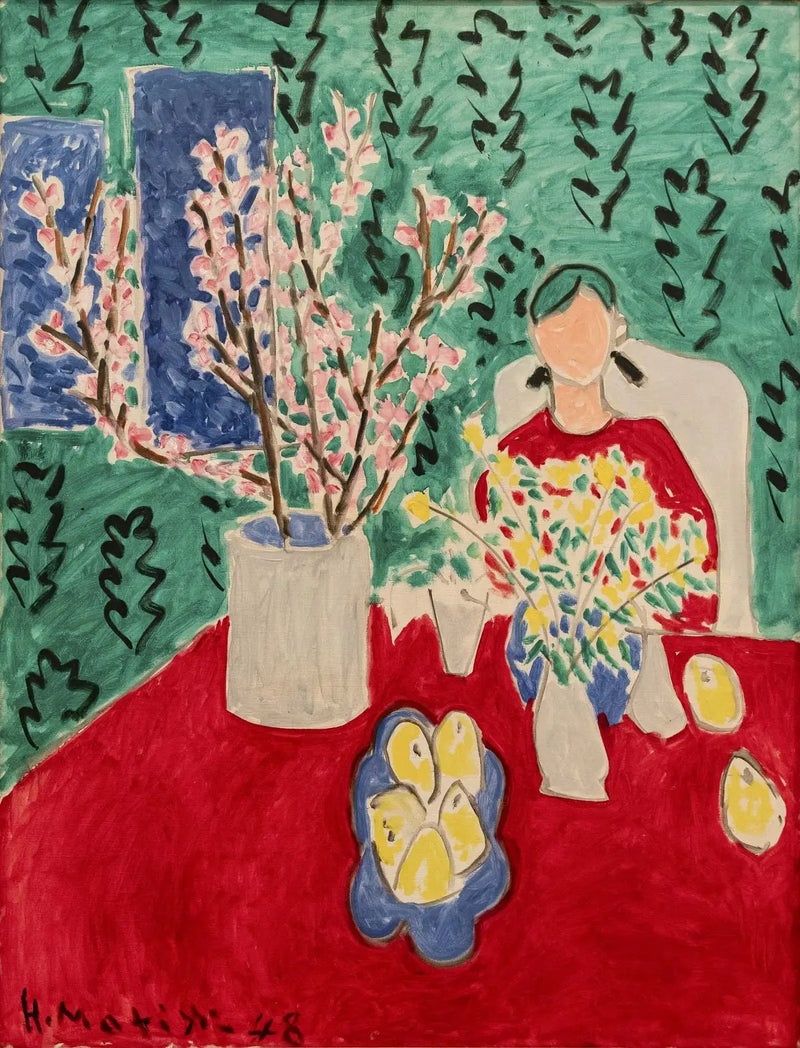 Branche de prunier, fond vert - Henri Matisse
