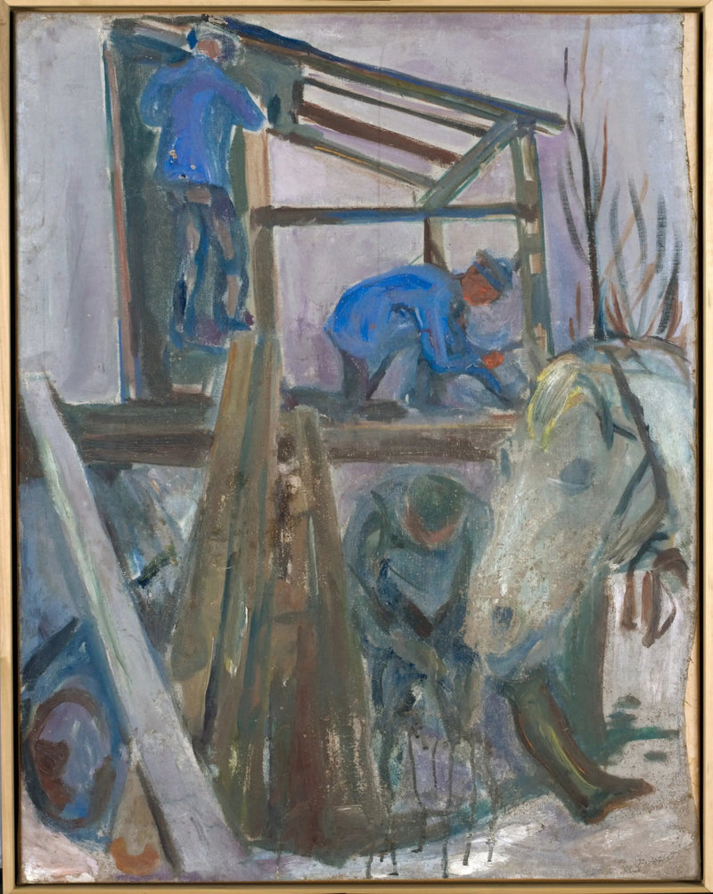 Bûcherons au travail sur l'immeuble du studio - Edvard Munch