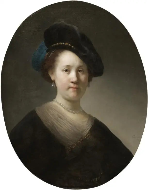 Buste d'une jeune femme au béret à plumes - Rembrandt