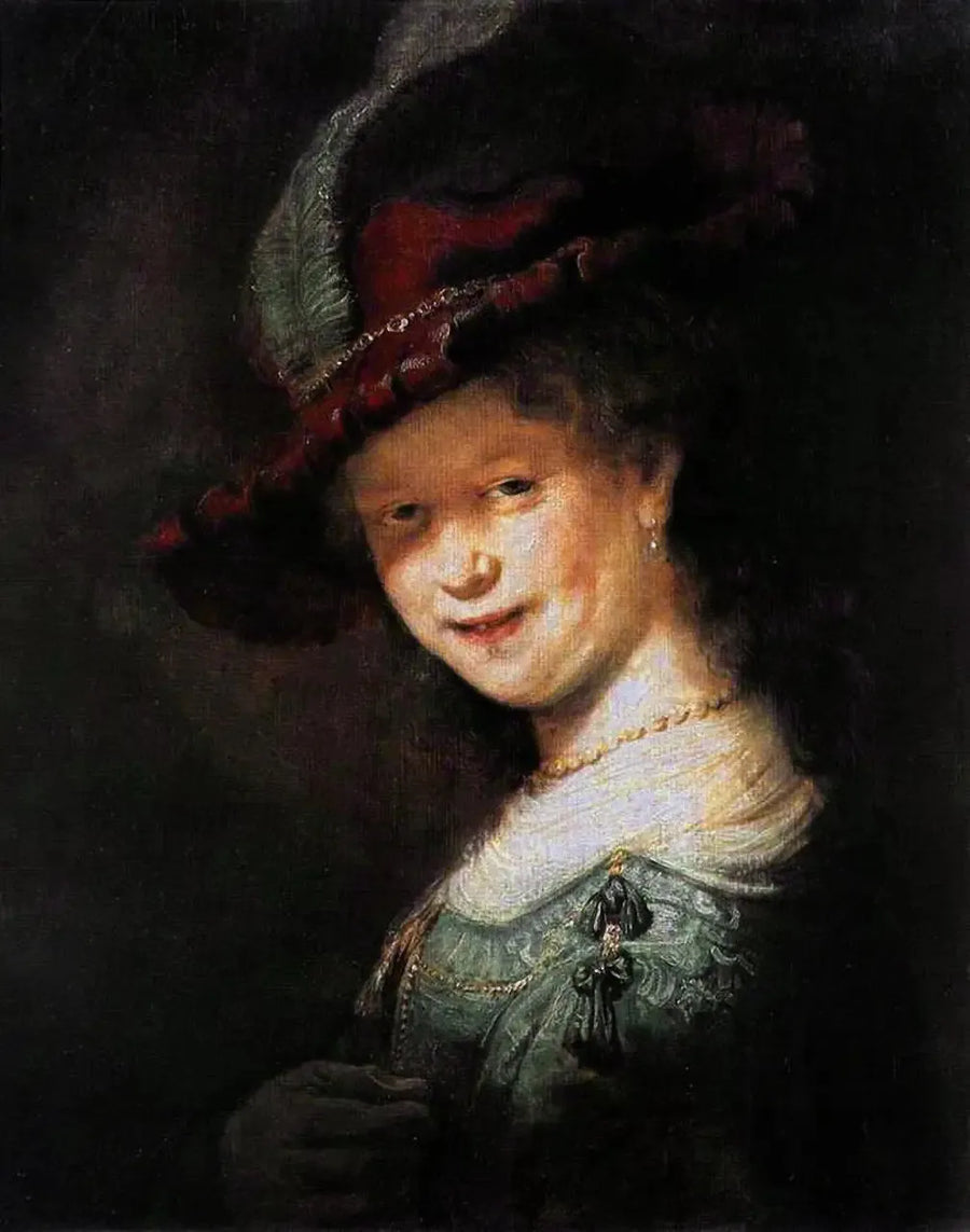 Buste d'une jeune femme souriante, peut-être Saskia van Uylenburgh - Rembrandt