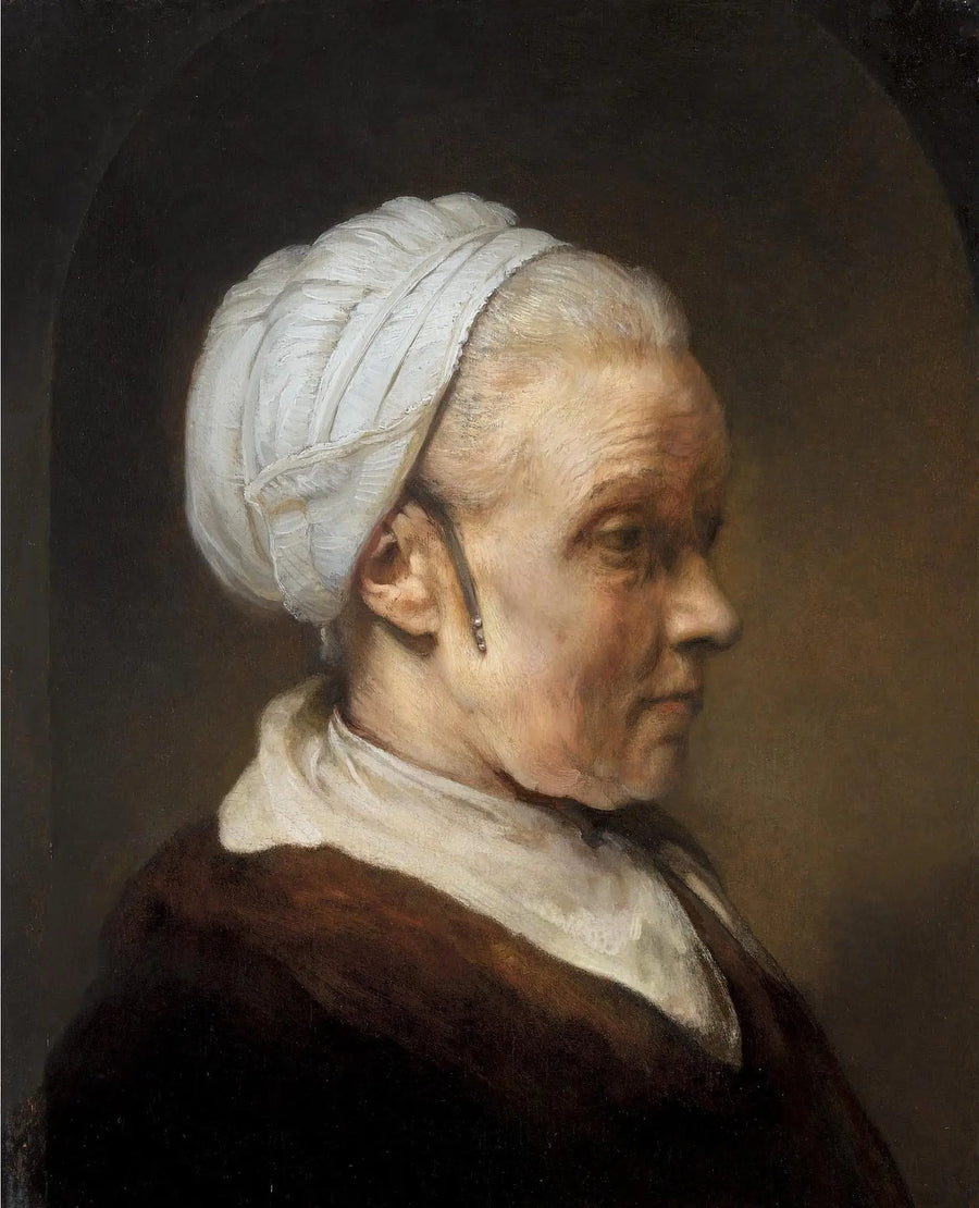 Buste d'une vieille femme au bonnet blanc - Rembrandt