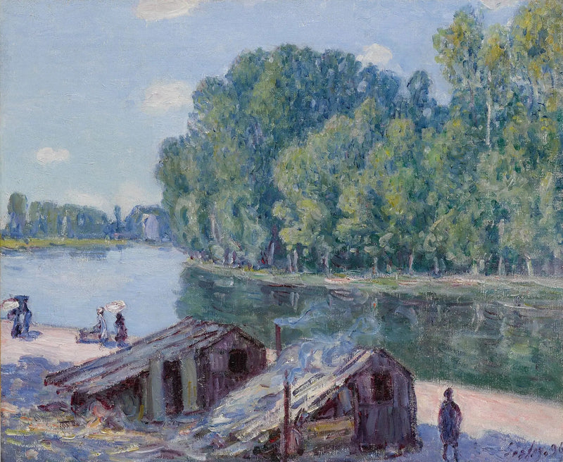 Cabanes au bord du canal du Loing, Effet de soleil - Alfred Sisley