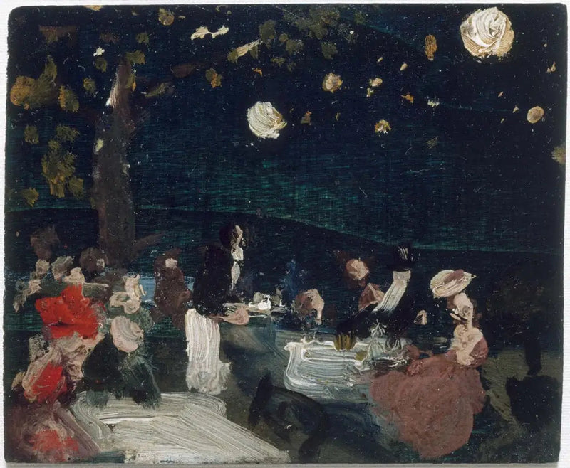 Café de nuit avec lanternes japonaises - Robert Henri