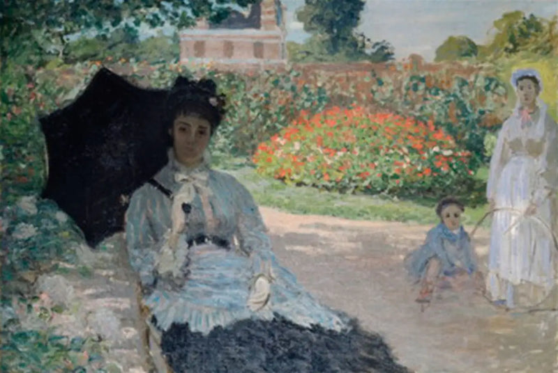 Camille dans le jardin avec Jean et une servante - Claude Monet