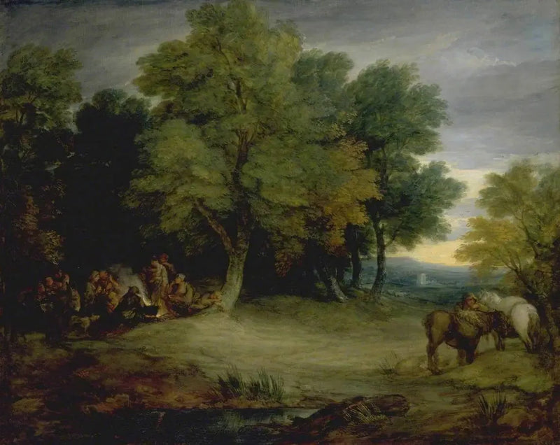Campement de gitans, coucher de soleil - Thomas Gainsborough