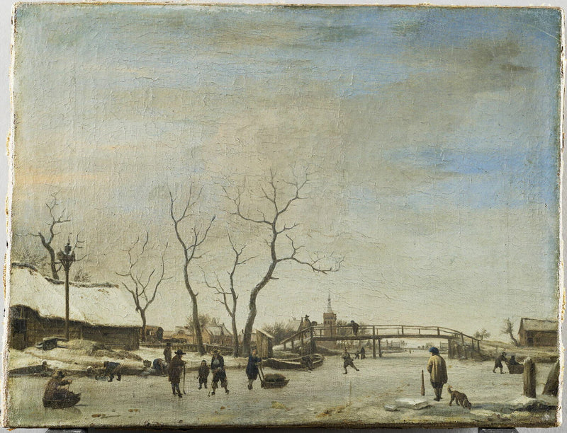 Canal gelé avec patineurs et joueurs de kolf - Adriaen van de Velde