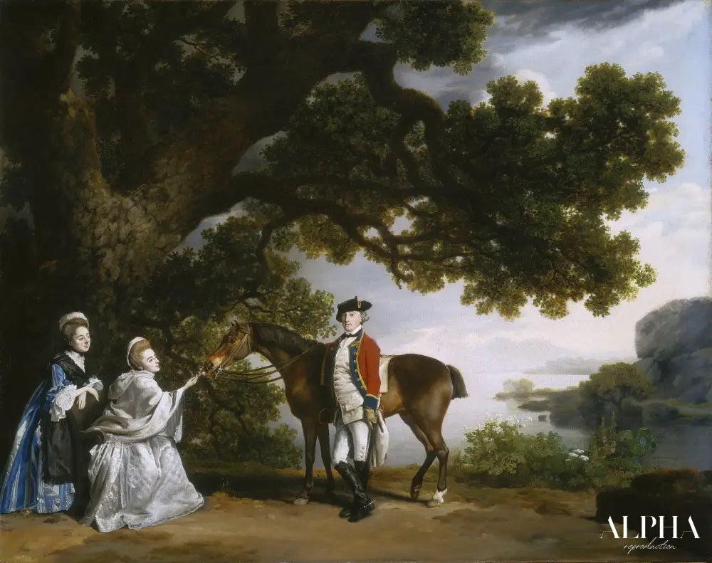 Capitaine Samuel Sharpe Pocklington avec son épouse, Pleasance, et peut-être sa sœur, Frances - George Stubbs - Reproductions de tableaux et peintures haut de gamme