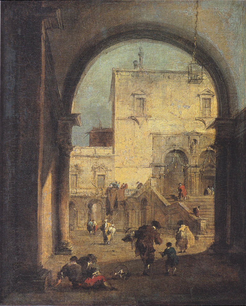 Capriccio vénitien : vue d'une place et d'un palais - Francesco Guardi