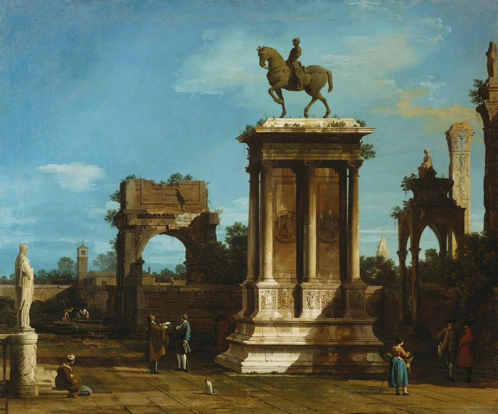 Caprice du monument Colleoni - Canaletto image 1 copie de tableau peinte à la main