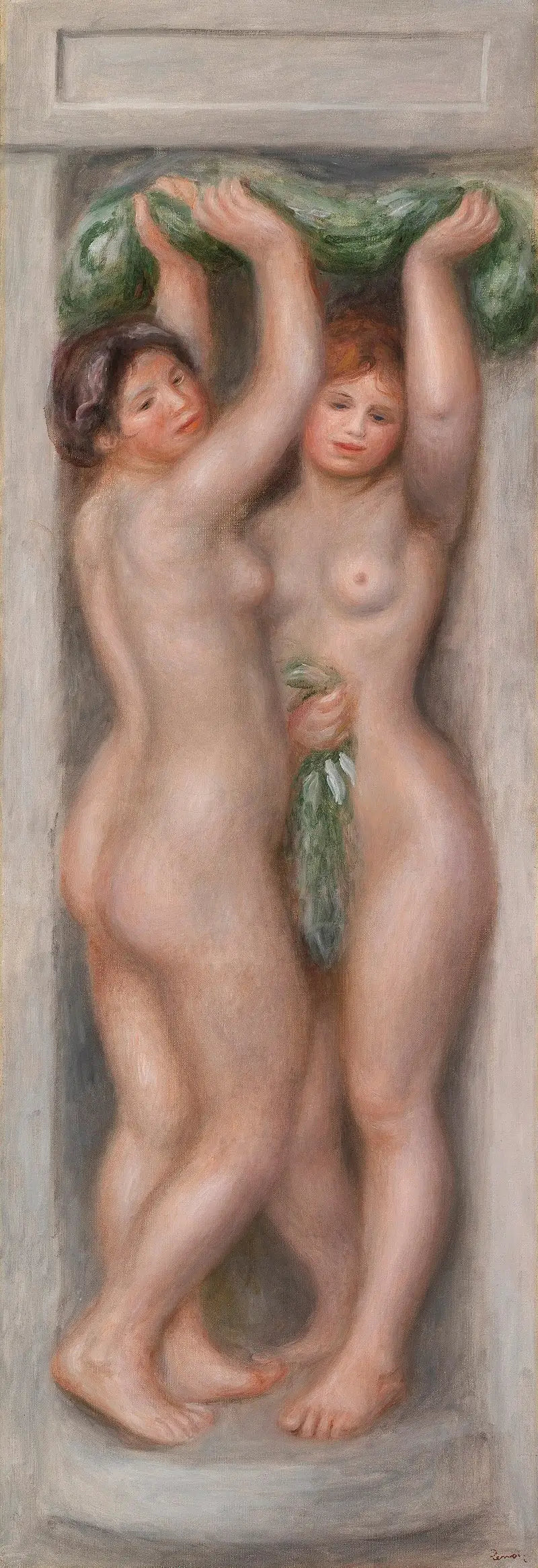 Cariatides (Cariatides); aussi appelé Deux baigneuses (panneau décoratif) - Pierre-Auguste Renoir