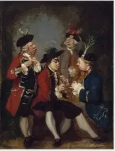 Caricature de Sir Thomas Kennedy, James Caulfield, le vicomte Charlemont, l'honorable John Ward et Richard Phelps - Joshua Reynolds