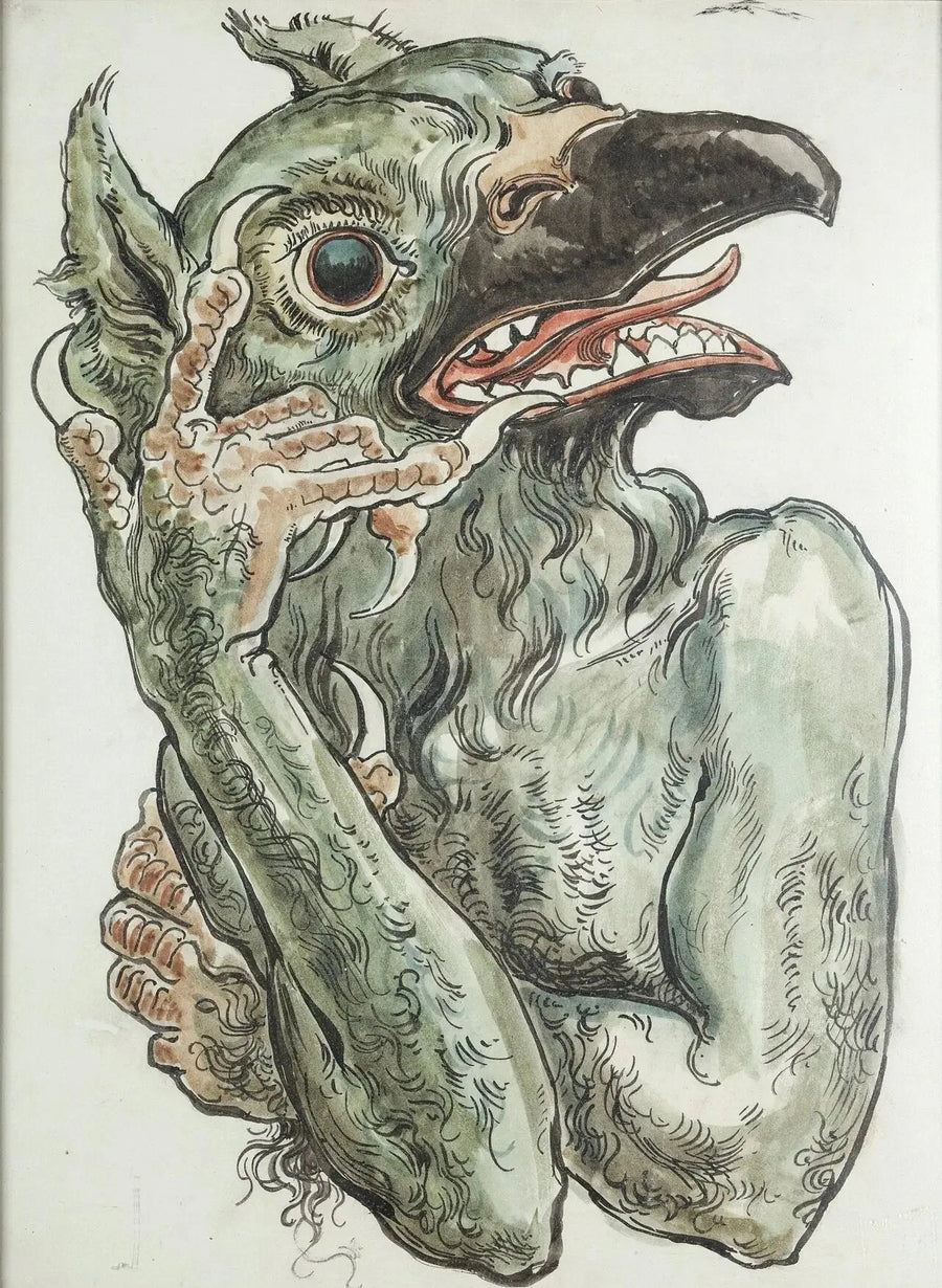 Carte du polichromii Kościoła Mariackiego - Diabeł z głową ptaka - Jan Matejko