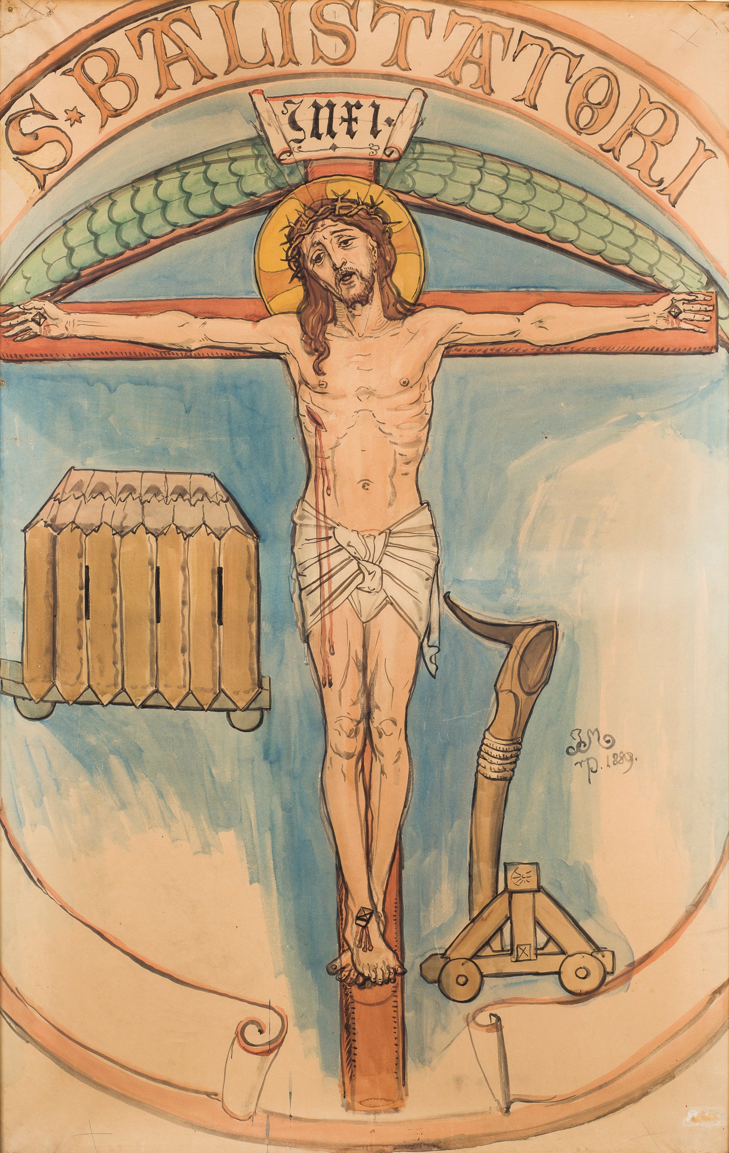 Carton do polichromii Kościoła Mariackiego - Godło łuczników - Jan Matejko