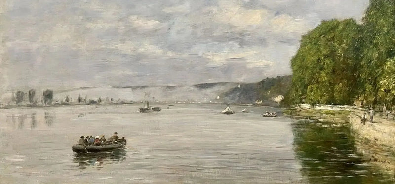 Caudebec-en-Caux, bateaux sur la Seine - Eugène Boudin